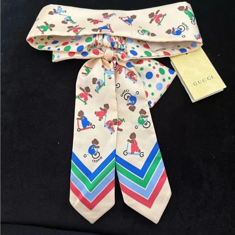 Gucci Kids Multicolor Bear Print Headband fits women’s small / m